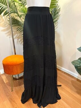 Torrid Black Lace-Panel Maxi Skirt